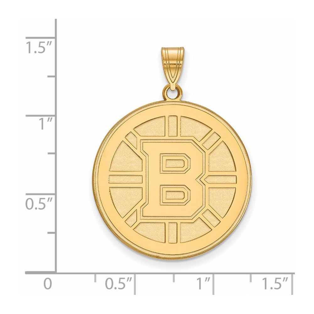 Alternate view of the 10k Yellow Gold NHL Boston Bruins XL Disc Pendant by The Black Bow Jewelry Co.