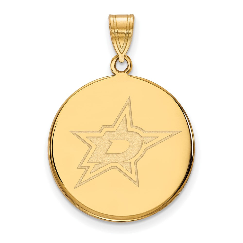 10k Yellow Gold NHL Dallas Stars Large Disc Pendant, Item P29797 by The Black Bow Jewelry Co.
