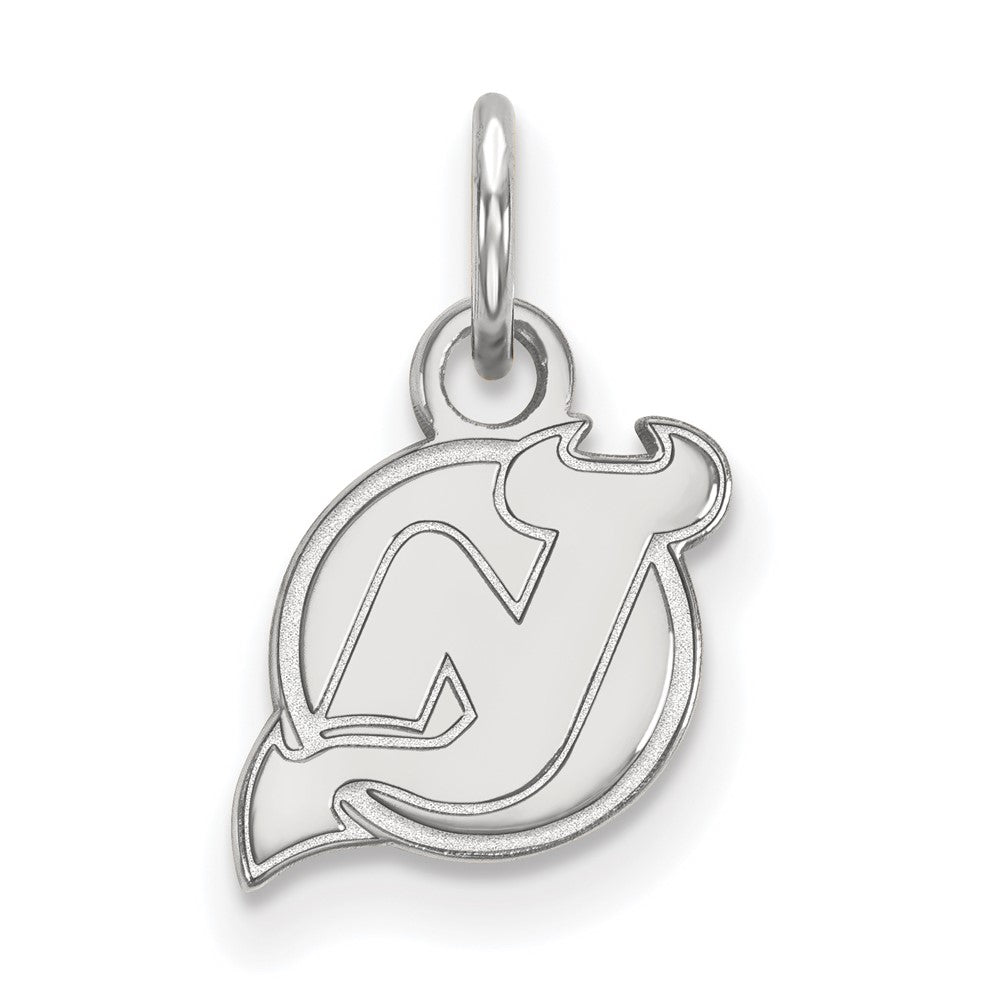 14k White Gold NHL New Jersey Devils XS (Tiny) Charm or Pendant, Item P29809 by The Black Bow Jewelry Co.