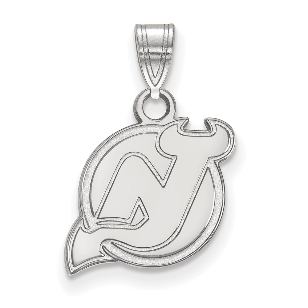14k White Gold NHL New Jersey Devils Small Pendant, Item P29840 by The Black Bow Jewelry Co.