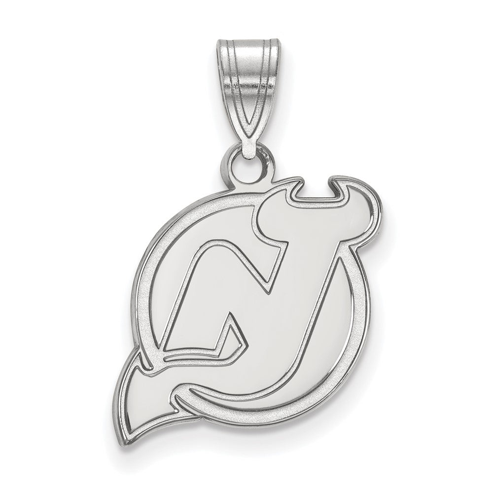 14k White Gold NHL New Jersey Devils Medium Pendant, Item P29862 by The Black Bow Jewelry Co.