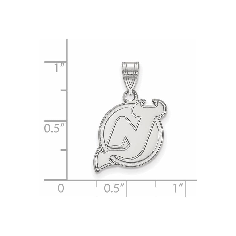 Alternate view of the 14k White Gold NHL New Jersey Devils Medium Pendant by The Black Bow Jewelry Co.