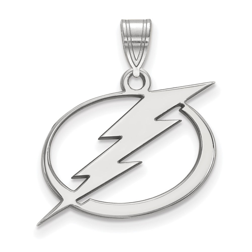 14k White Gold NHL Tampa Bay Lightning Large Pendant, Item P29891 by The Black Bow Jewelry Co.