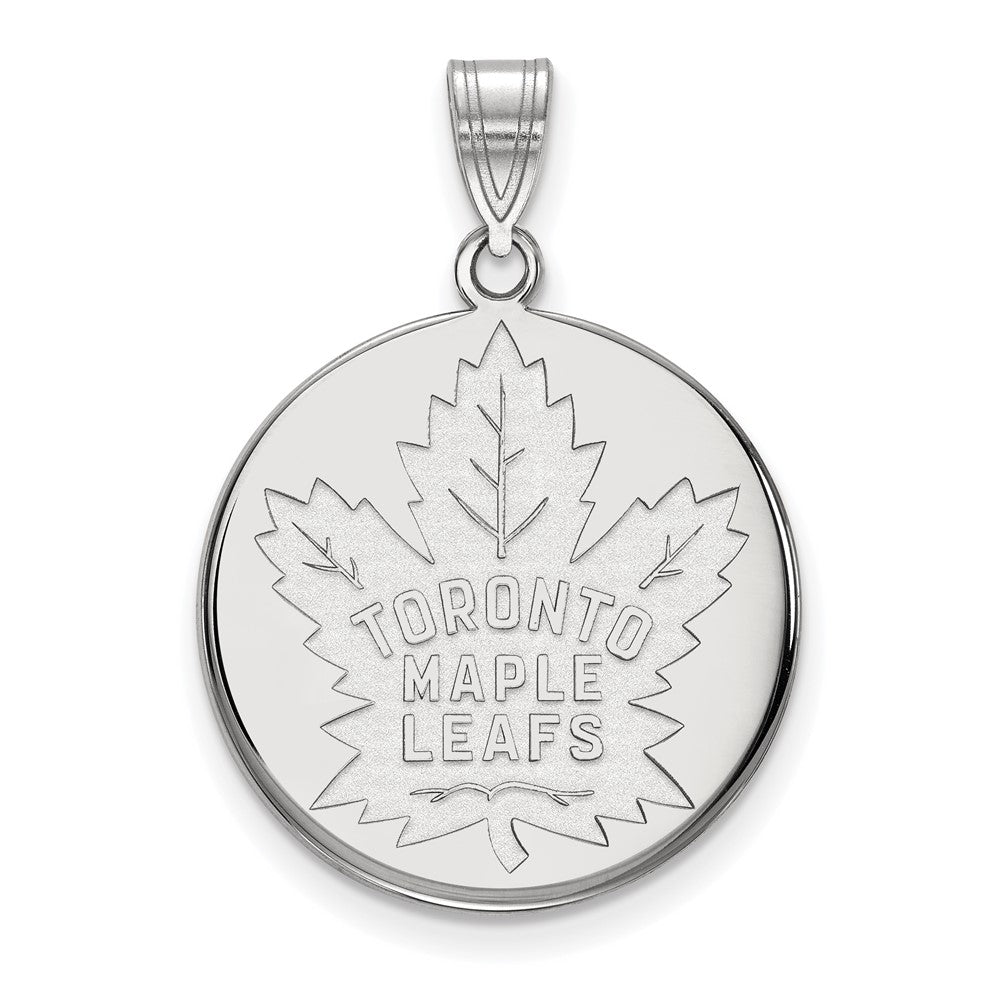 14k White Gold NHL Toronto Maple Leafs Large Disc Pendant, Item P29912 by The Black Bow Jewelry Co.