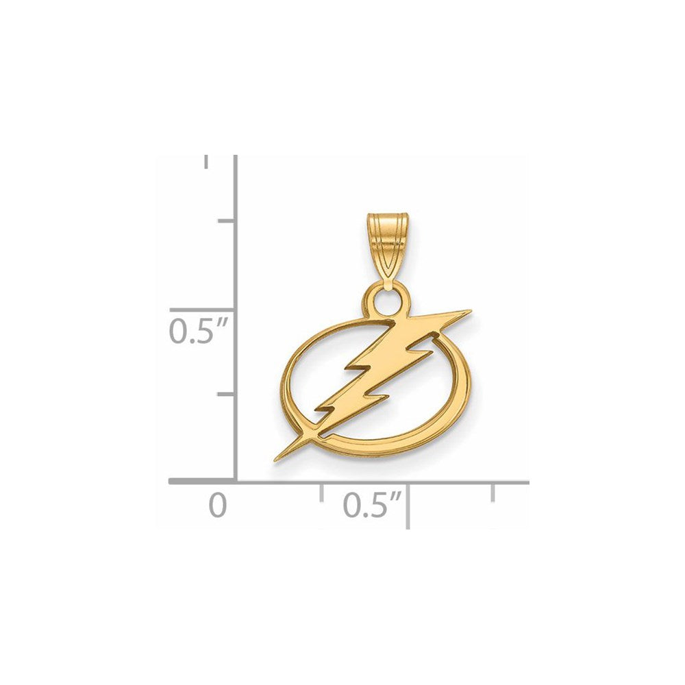 Alternate view of the 14k Yellow Gold NHL Tampa Bay Lightning Small Pendant by The Black Bow Jewelry Co.