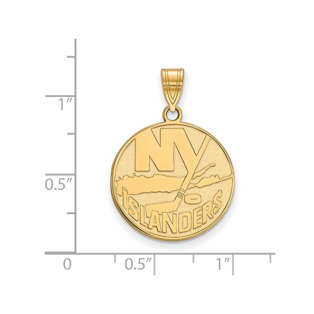 Alternate view of the 14k Yellow Gold NHL New York Islanders Large Disc Pendant by The Black Bow Jewelry Co.