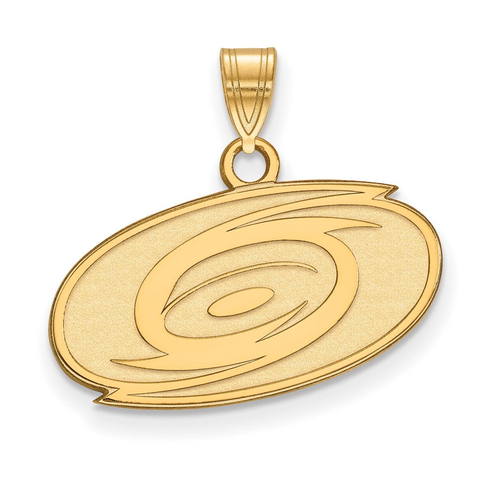 SS 14k Yellow Gold Plated NHL Carolina Hurricanes Small Pendant, Item P30065 by The Black Bow Jewelry Co.