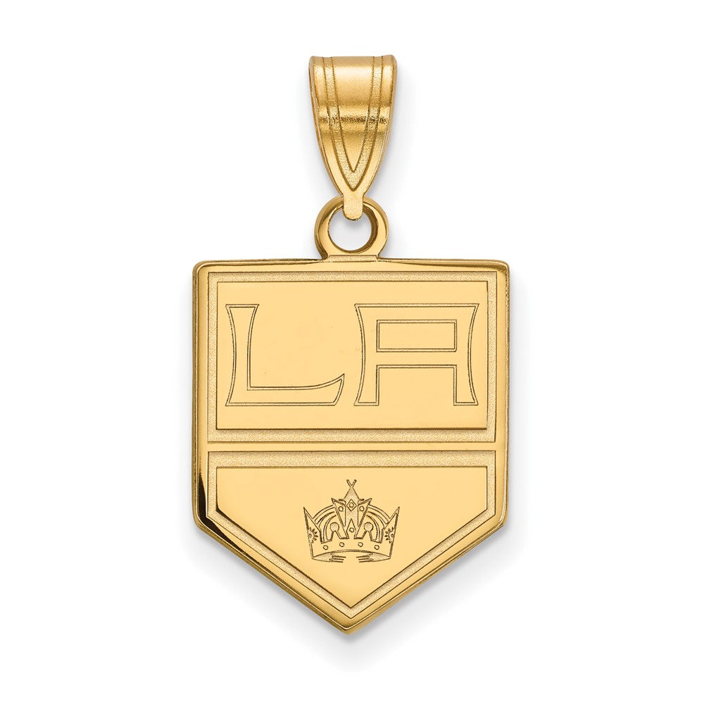 SS 14k Yellow Gold Plated NHL Los Angeles Kings Medium Pendant, Item P30110 by The Black Bow Jewelry Co.