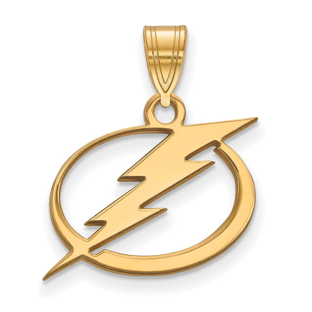 SS 14k Yellow Gold Plated NHL Tampa Bay Lightning Medium Pendant, Item P30111 by The Black Bow Jewelry Co.