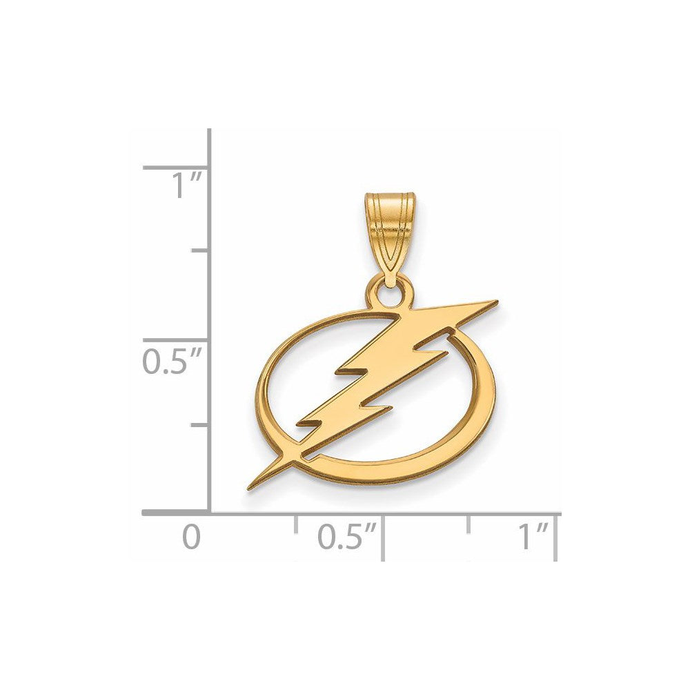 Alternate view of the SS 14k Yellow Gold Plated NHL Tampa Bay Lightning Medium Pendant by The Black Bow Jewelry Co.