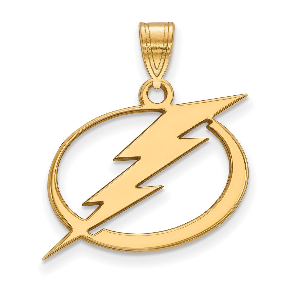 SS 14k Yellow Gold Plated NHL Tampa Bay Lightning Large Pendant, Item P30144 by The Black Bow Jewelry Co.