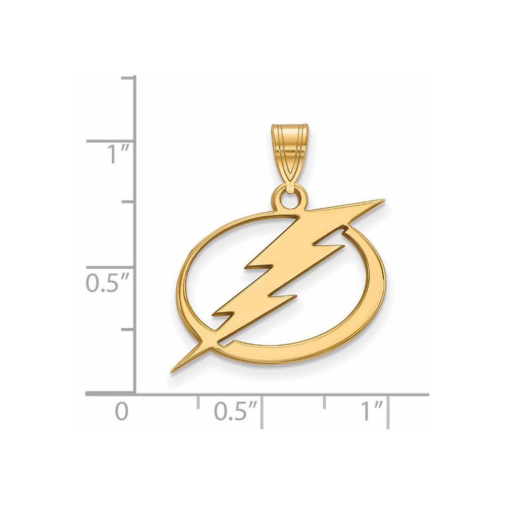 Alternate view of the SS 14k Yellow Gold Plated NHL Tampa Bay Lightning Large Pendant by The Black Bow Jewelry Co.