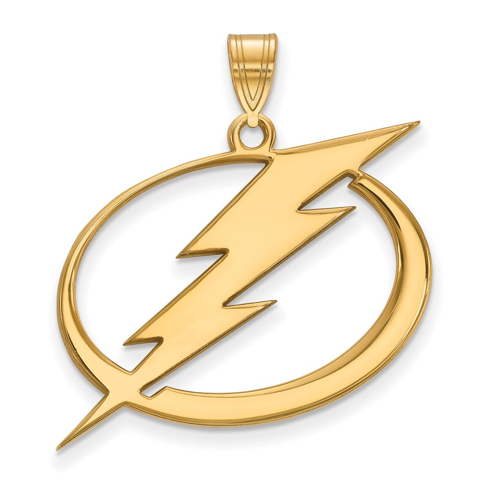 SS 14k Yellow Gold Plated NHL Tampa Bay Lightning XL Pendant, Item P30160 by The Black Bow Jewelry Co.