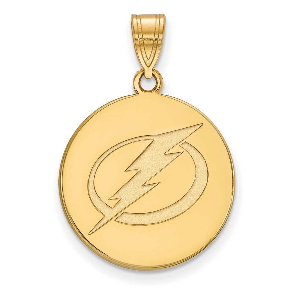 SS 14k Yellow Gold Plated NHL Tampa Bay Lightning LG Disc Pendant, Item P30180 by The Black Bow Jewelry Co.