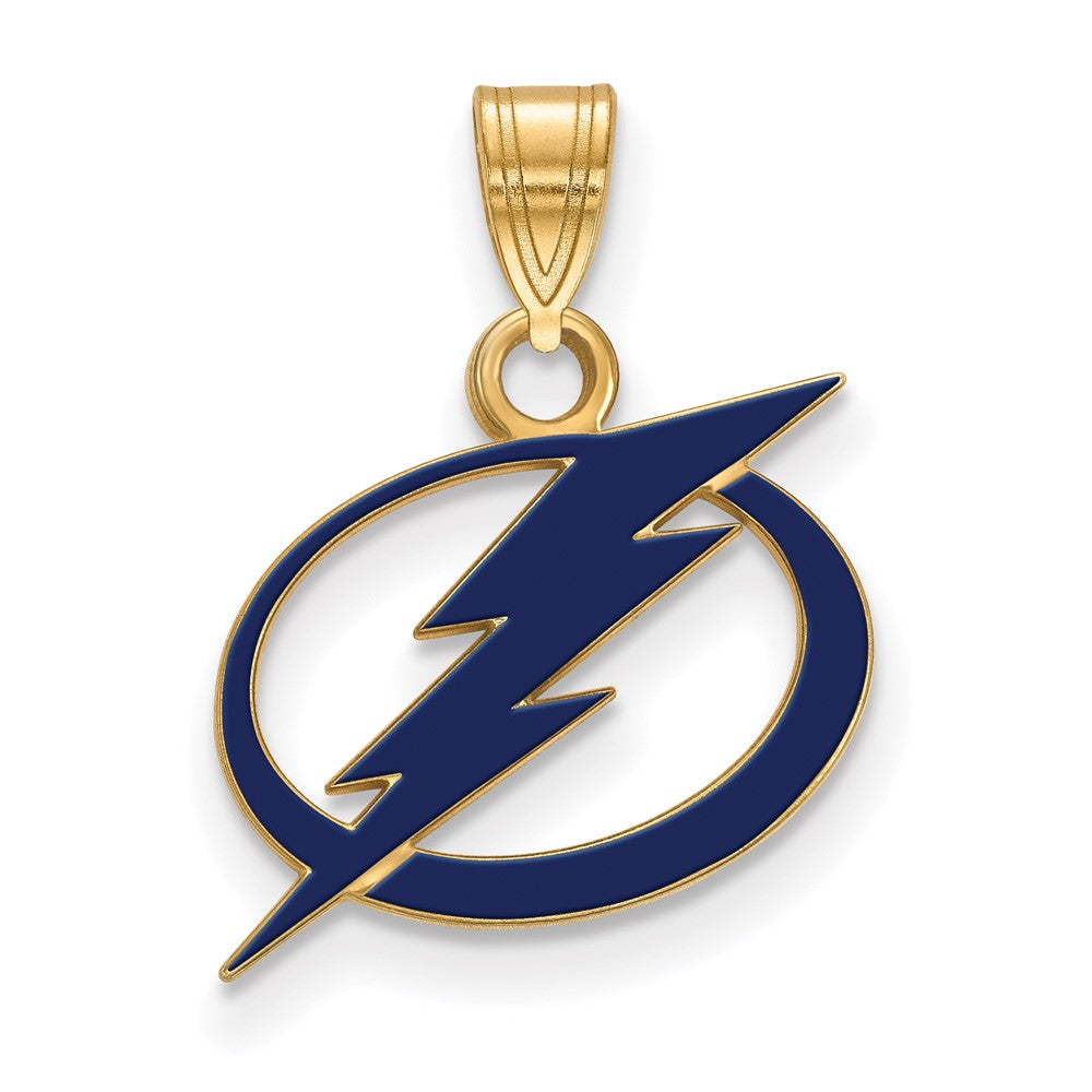 SS 14k Yellow Gold Plated NHL Tampa Bay Lightning SM Enamel Pendant, Item P30215 by The Black Bow Jewelry Co.