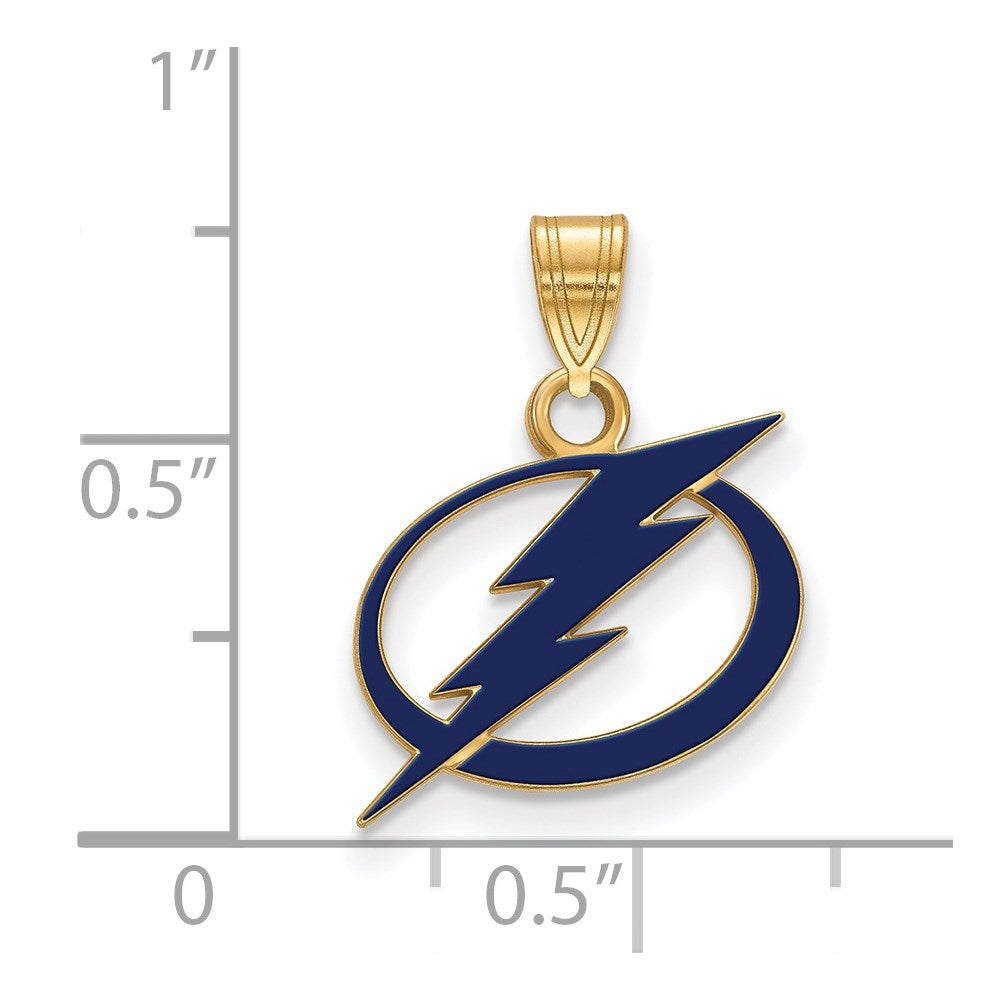 Alternate view of the SS 14k Yellow Gold Plated NHL Tampa Bay Lightning SM Enamel Pendant by The Black Bow Jewelry Co.