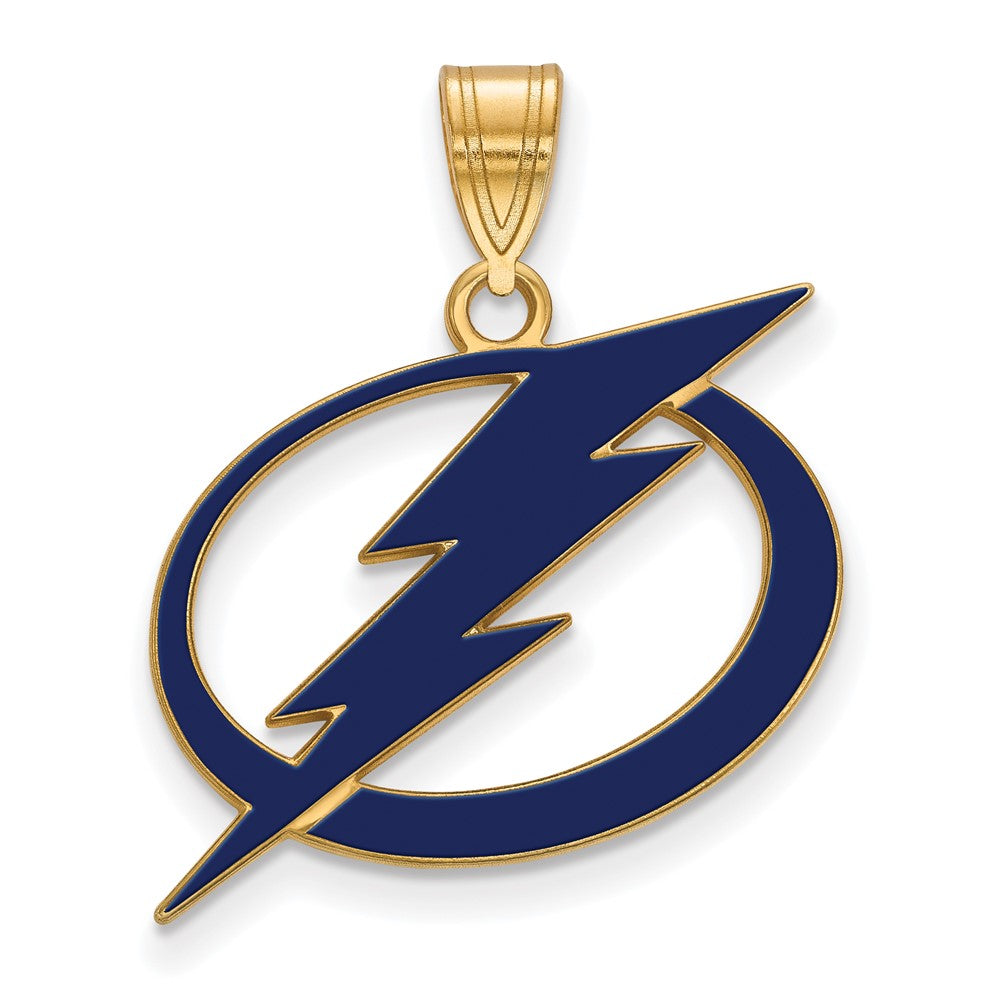 SS 14k Yellow Gold Plated NHL Tampa Bay Lightning LG Enamel Pendant, Item P30236 by The Black Bow Jewelry Co.