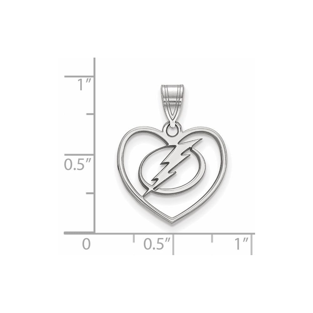 Alternate view of the Sterling Silver NHL Tampa Bay Lightning Heart Pendant by The Black Bow Jewelry Co.