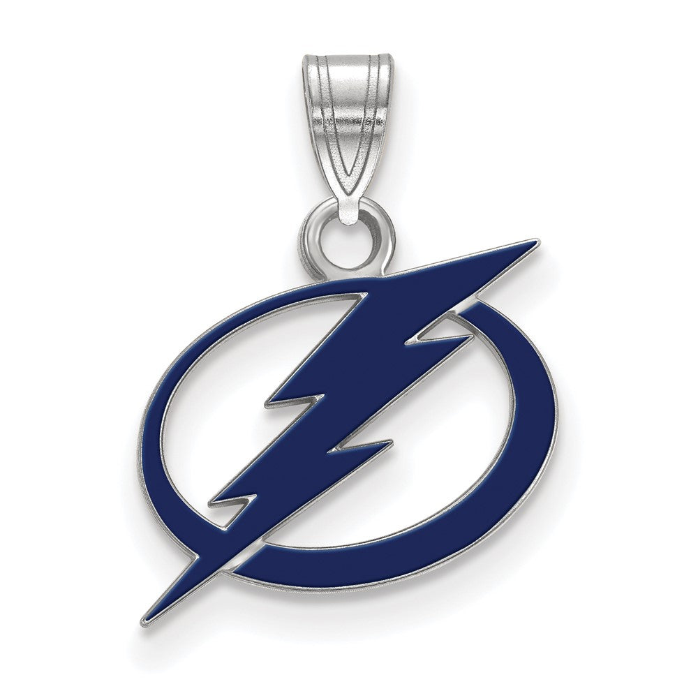 Sterling Silver NHL Tampa Bay Lightning SM Enamel Pendant, Item P30423 by The Black Bow Jewelry Co.