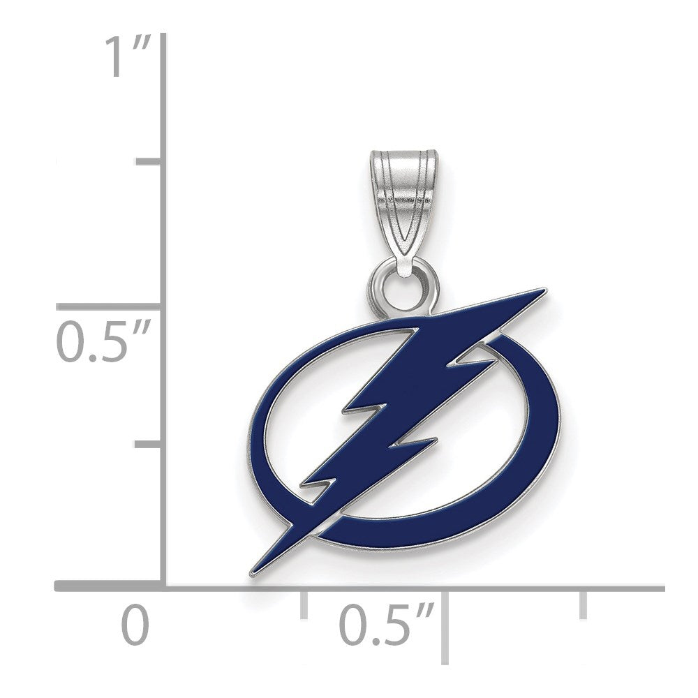 Alternate view of the Sterling Silver NHL Tampa Bay Lightning SM Enamel Pendant by The Black Bow Jewelry Co.