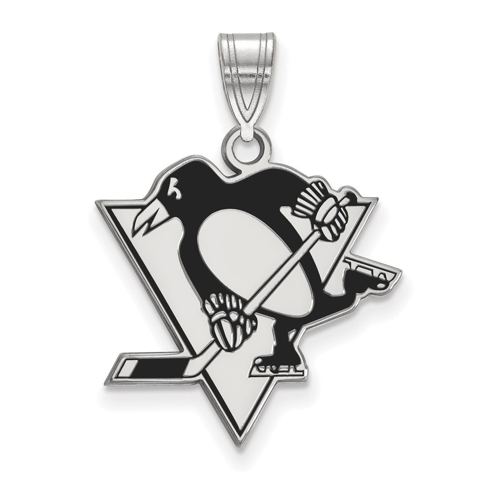 Sterling Silver NHL Pittsburgh Penguins LG Enamel Pendant, Item P30447 by The Black Bow Jewelry Co.