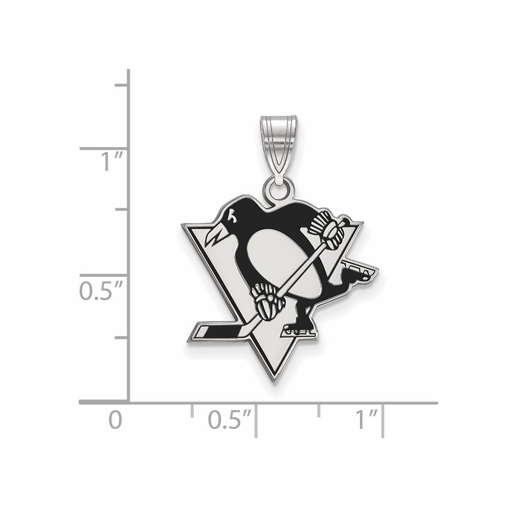 Alternate view of the Sterling Silver NHL Pittsburgh Penguins LG Enamel Pendant by The Black Bow Jewelry Co.