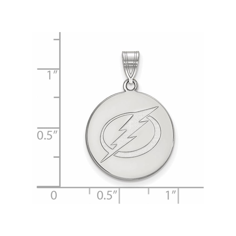 Alternate view of the Sterling Silver NHL Tampa Bay Lightning LG Disc Pendant by The Black Bow Jewelry Co.