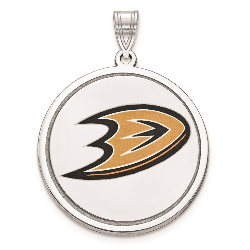 Sterling Silver NHL Anaheim Ducks Logo Picture Disc Pendant, Item P30493 by The Black Bow Jewelry Co.