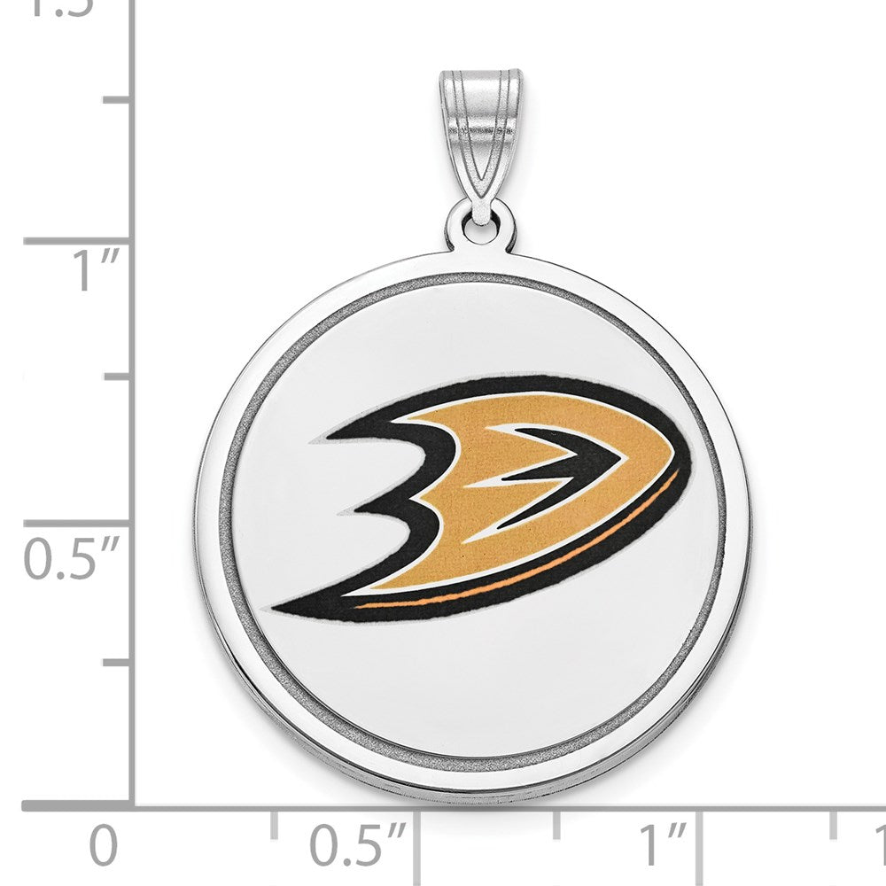Alternate view of the Sterling Silver NHL Anaheim Ducks Logo Picture Disc Pendant by The Black Bow Jewelry Co.