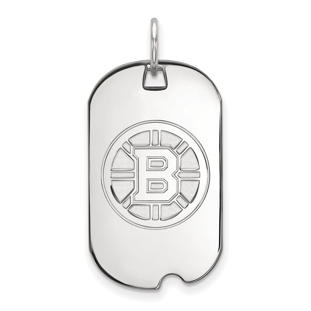 10k White Gold NHL Boston Bruins Dog Tag Pendant, Item P30508 by The Black Bow Jewelry Co.