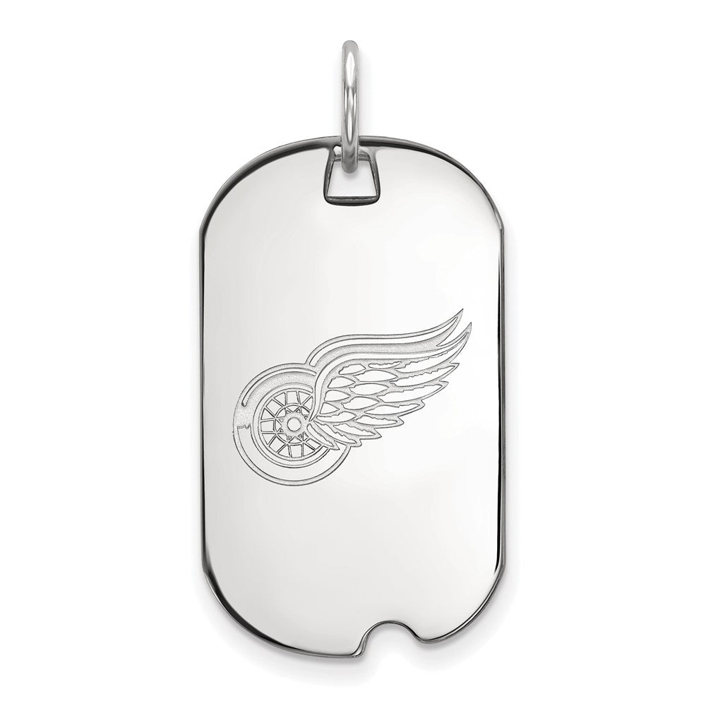10k White Gold NHL Detroit Red Wings Dog Tag Pendant, Item P30511 by The Black Bow Jewelry Co.