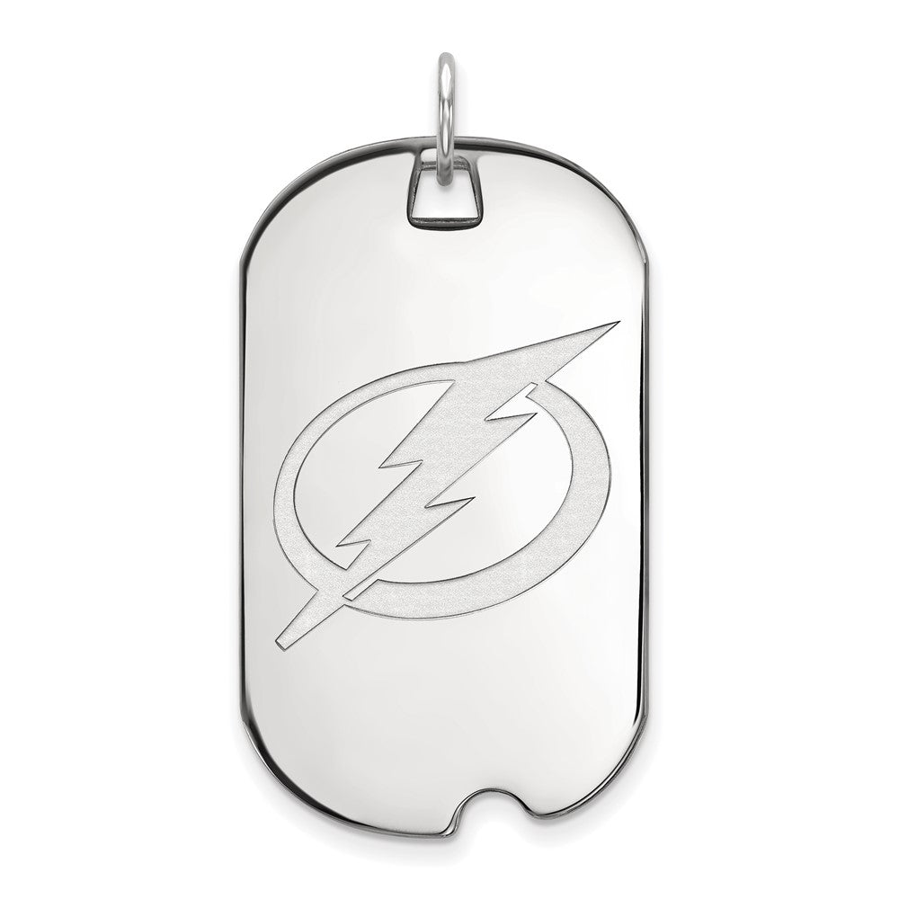 10k White Gold NHL Tampa Bay Lightning Large Dog Tag Pendant, Item P30514 by The Black Bow Jewelry Co.