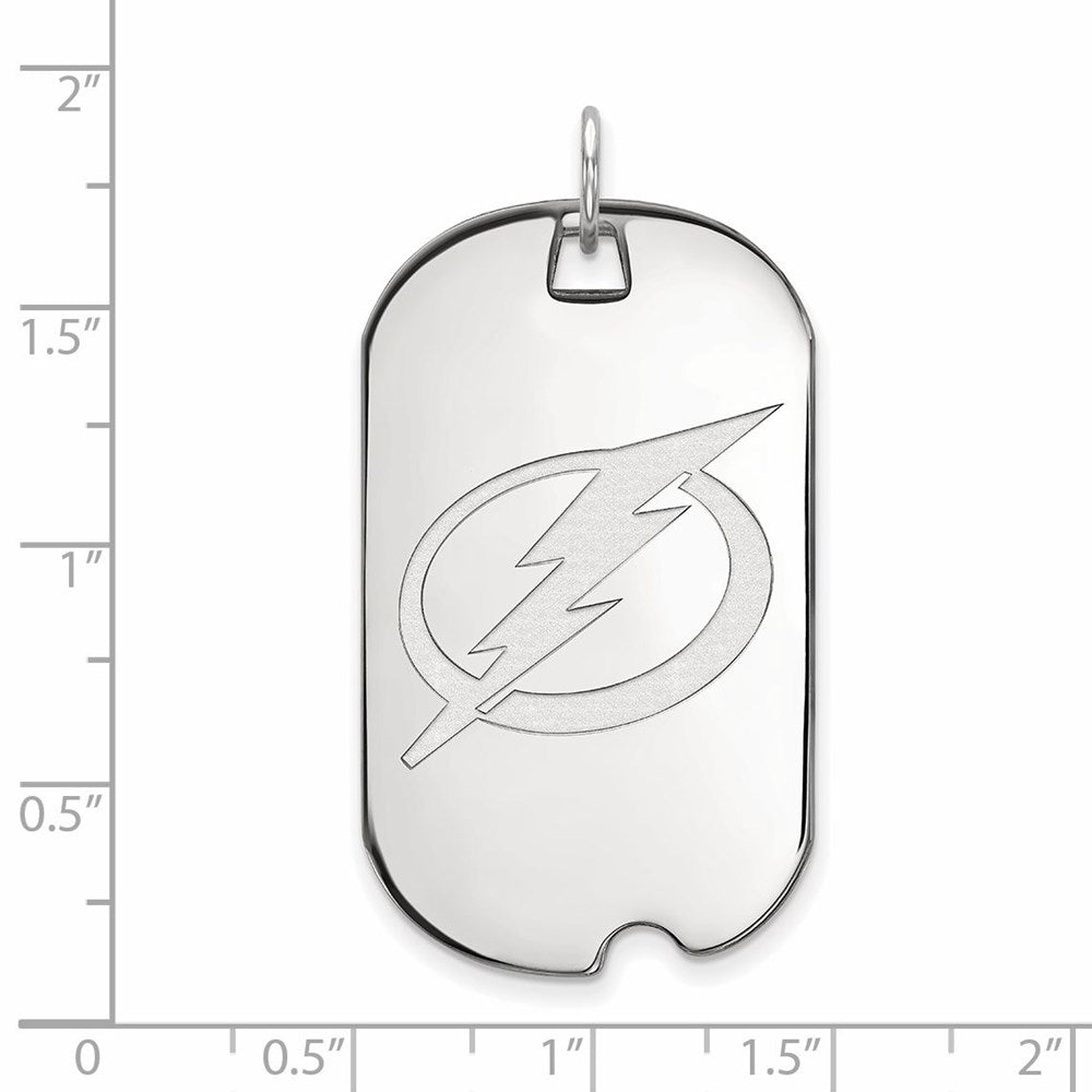 Alternate view of the 10k White Gold NHL Tampa Bay Lightning Large Dog Tag Pendant by The Black Bow Jewelry Co.