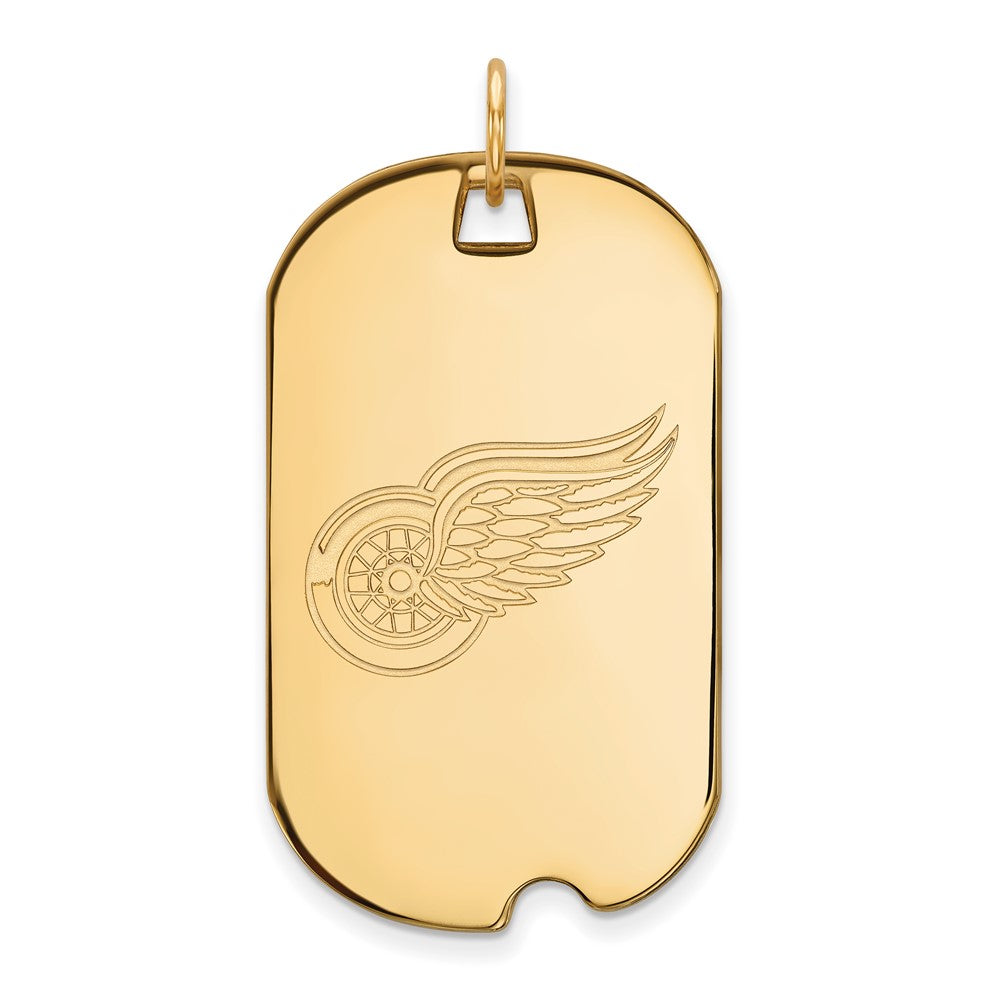 14k Yellow Gold NHL Detroit Red Wings Large Dog Tag Pendant, Item P30546 by The Black Bow Jewelry Co.