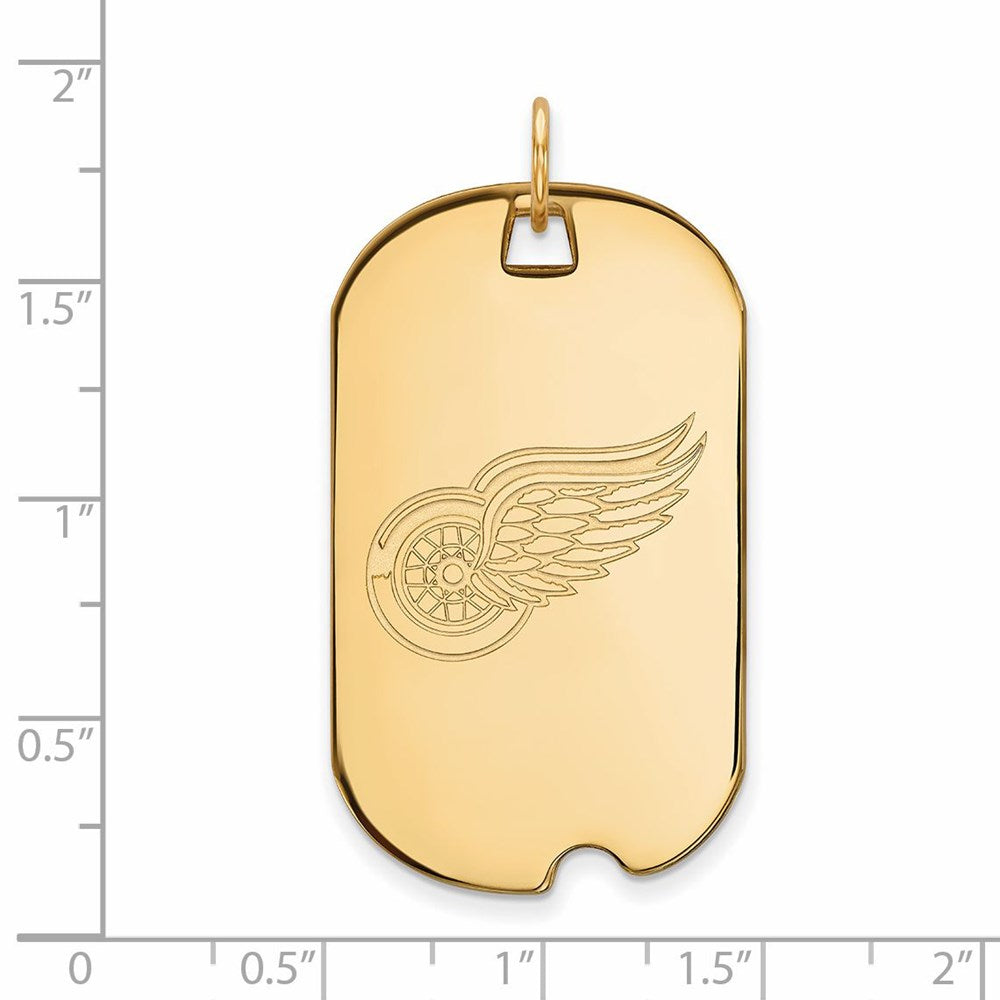 Alternate view of the 14k Yellow Gold NHL Detroit Red Wings Large Dog Tag Pendant by The Black Bow Jewelry Co.