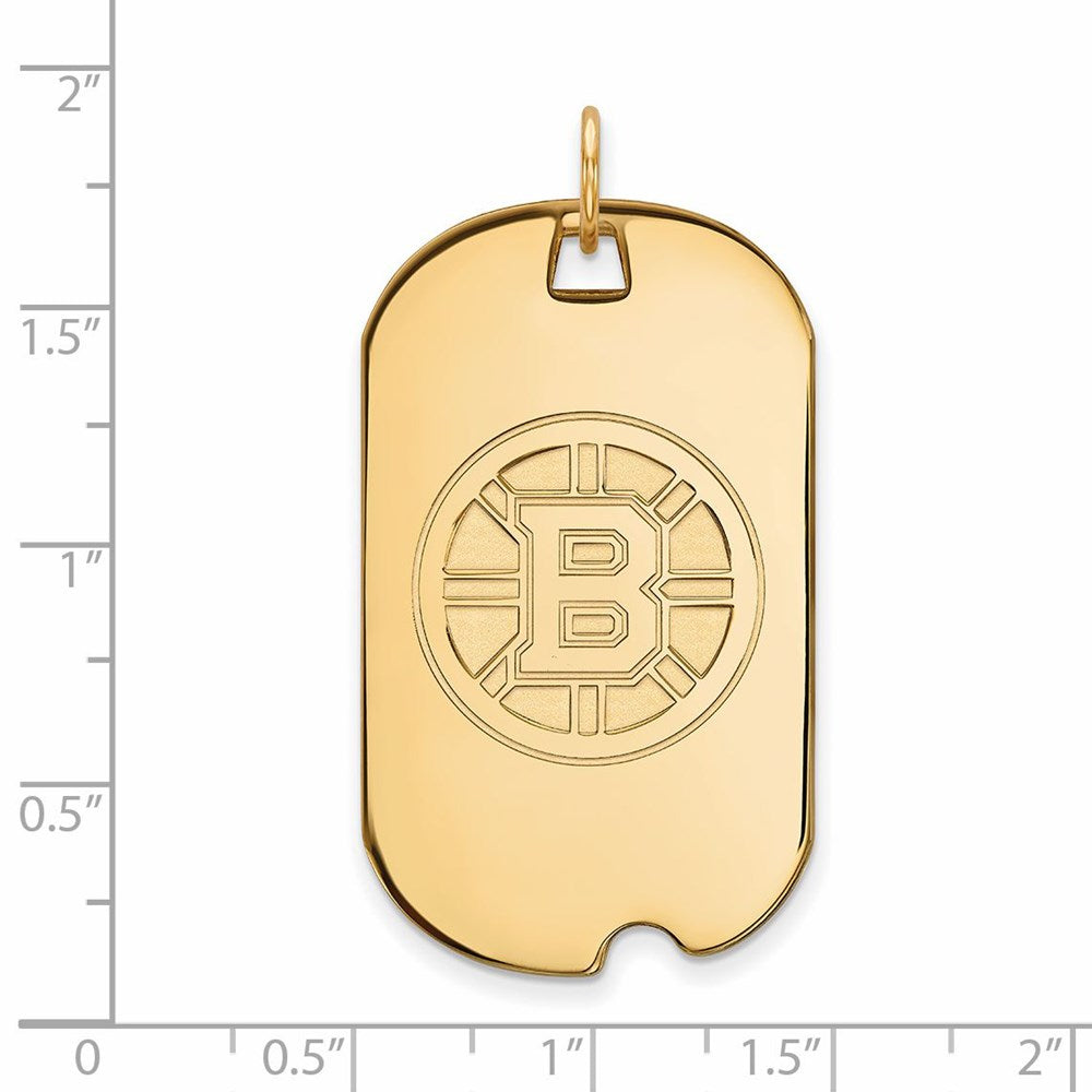 Alternate view of the SS 14k Yellow Gold Plated NHL Boston Bruins LG Dog Tag Pendant by The Black Bow Jewelry Co.
