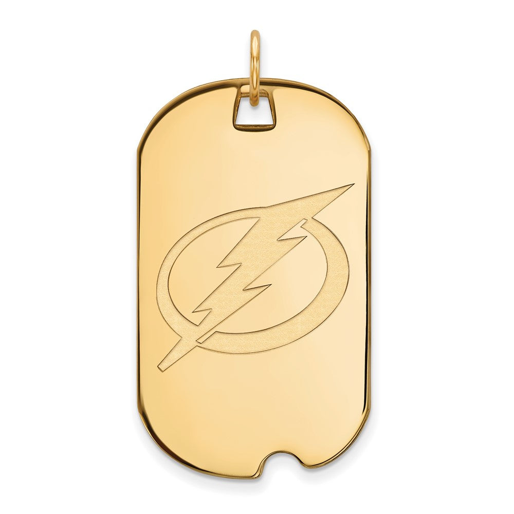 SS 14k Yellow Gold Plated NHL Tampa Bay Lightning LG Dog Tag Pendant, Item P30580 by The Black Bow Jewelry Co.