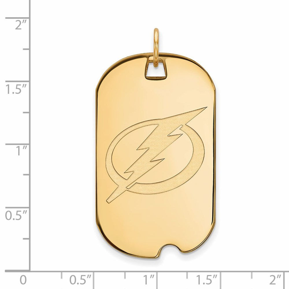 Alternate view of the SS 14k Yellow Gold Plated NHL Tampa Bay Lightning LG Dog Tag Pendant by The Black Bow Jewelry Co.
