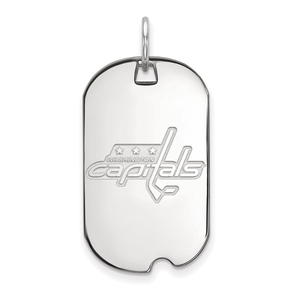 Sterling Silver NHL Washington Capitals Dog Tag Pendant, Item P30585 by The Black Bow Jewelry Co.
