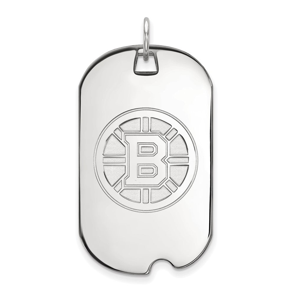 Sterling Silver NHL Boston Bruins Large Dog Tag Pendant, Item P30615 by The Black Bow Jewelry Co.