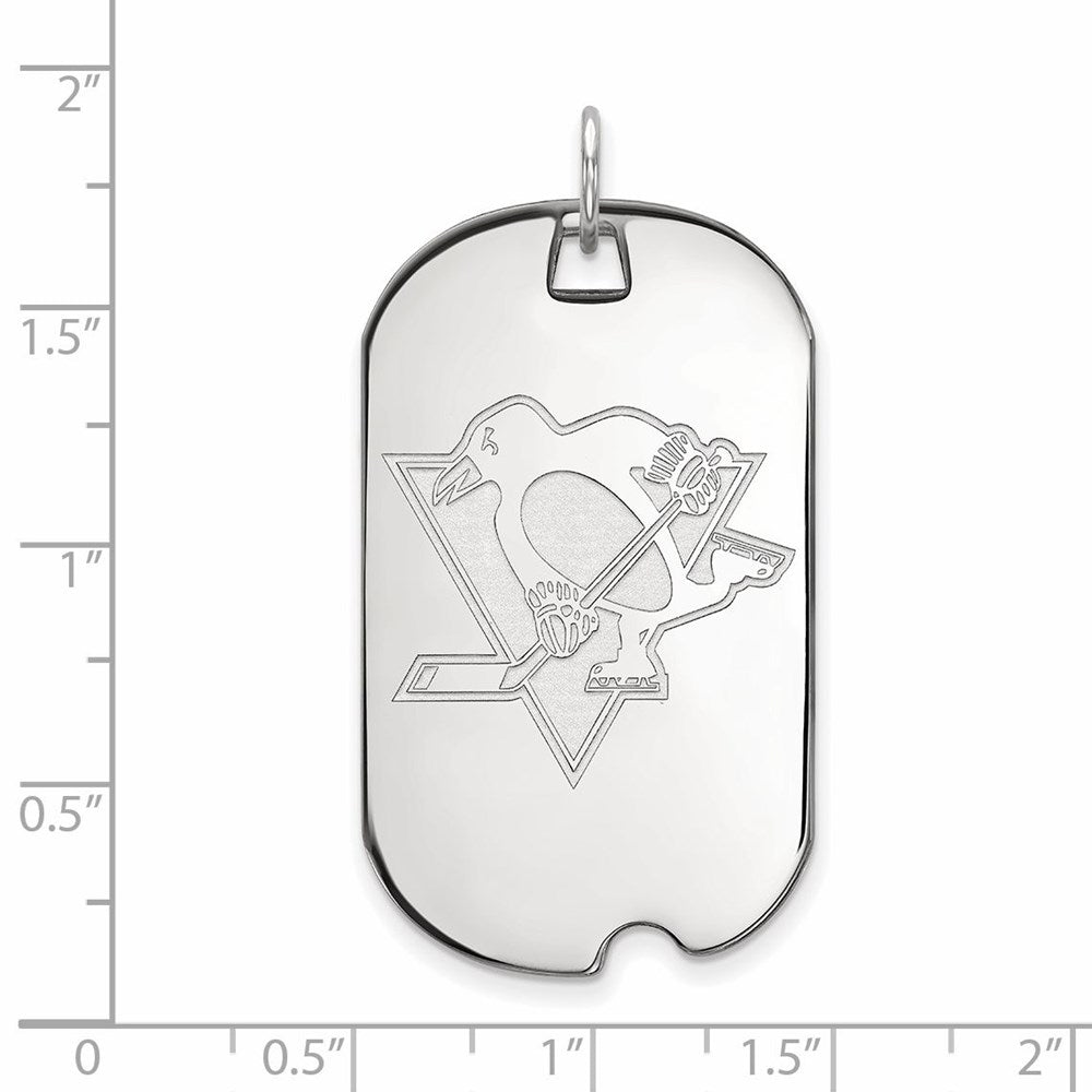 Alternate view of the Sterling Silver NHL Pittsburgh Penguins LG Dog Tag Pendant by The Black Bow Jewelry Co.