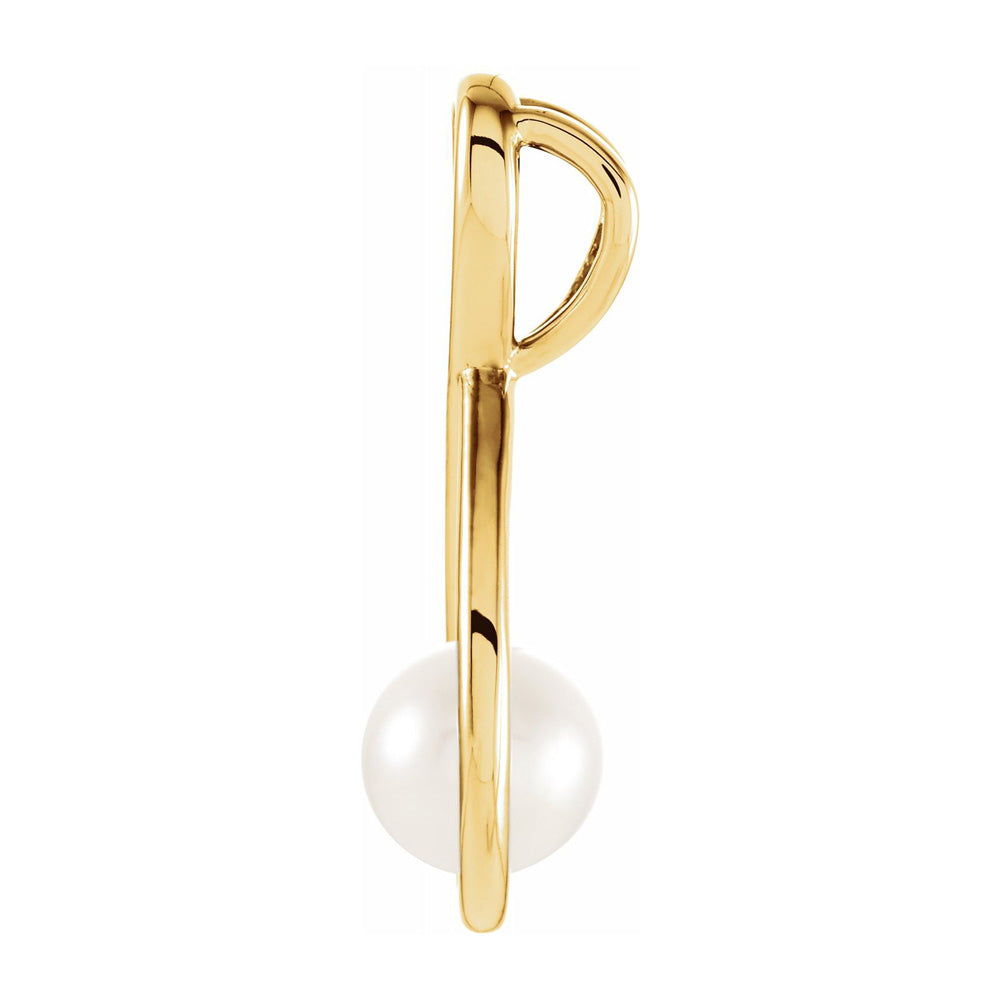 Alternate view of the 14K Yellow Gold Freshwater Cultured Pearl Infinity Pendant, 10 x 20mm by The Black Bow Jewelry Co.