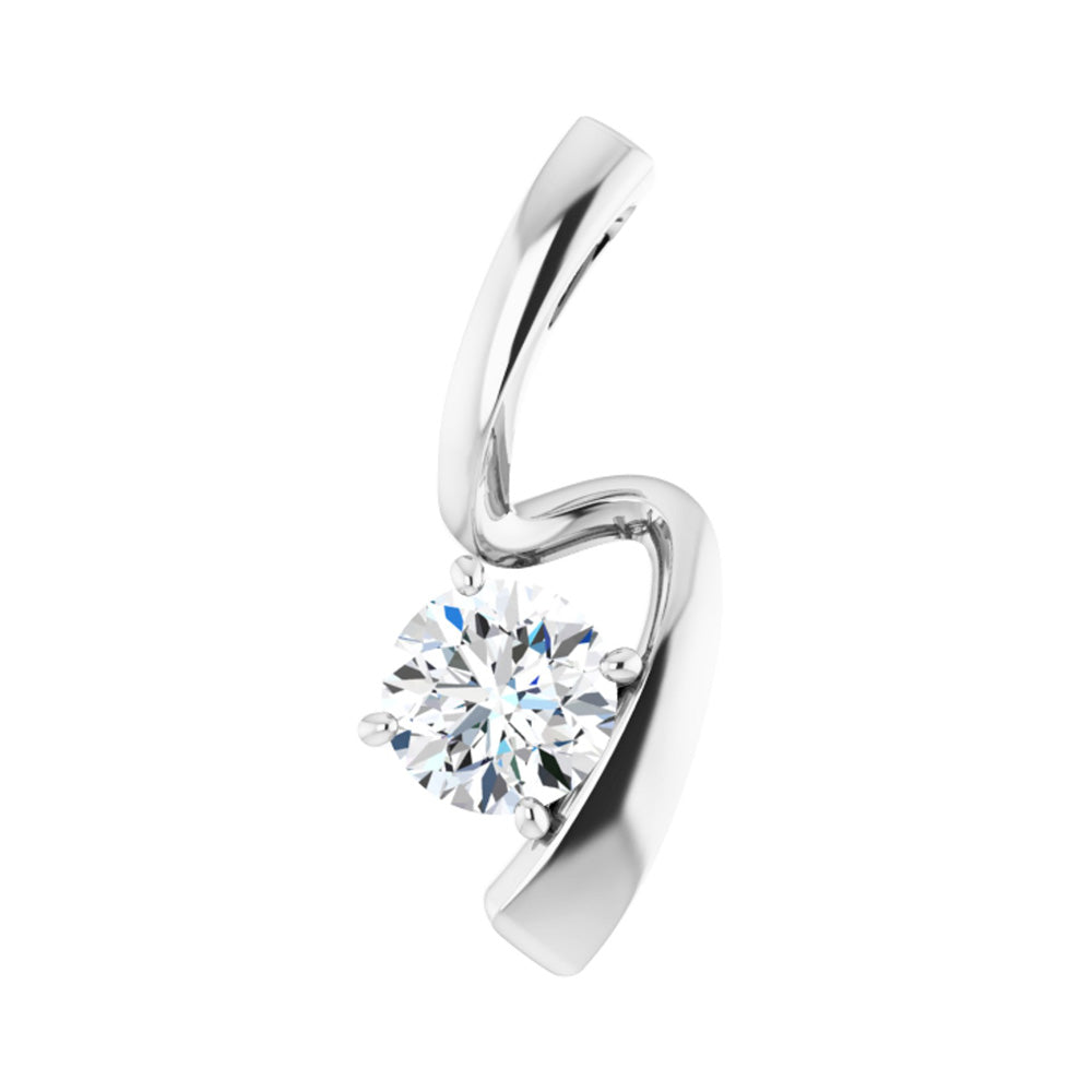 14K White Gold 3/4 CT Diamond Freeform Pendant, 10 x 22mm, Item P30627 by The Black Bow Jewelry Co.