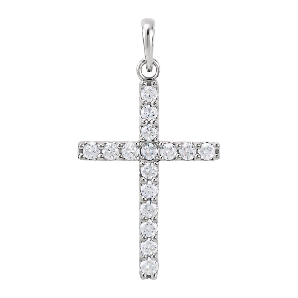14K Yellow or White Gold 1/2 CTW Diamond Cross Pendant, 16 x 30mm, Item P30630 by The Black Bow Jewelry Co.