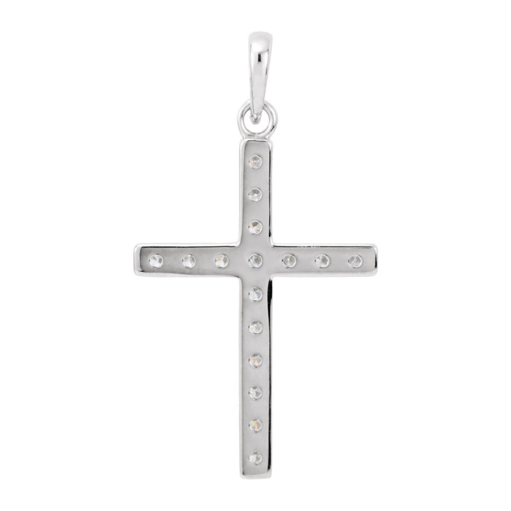 Alternate view of the 14K Yellow or White Gold 1/2 CTW Diamond Cross Pendant, 16 x 30mm by The Black Bow Jewelry Co.