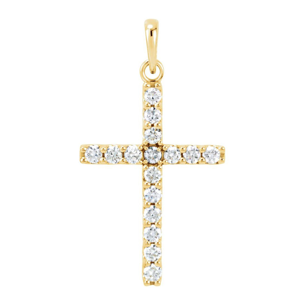 14K Yellow or White Gold 1/2 CTW Diamond Cross Pendant, 16 x 30mm