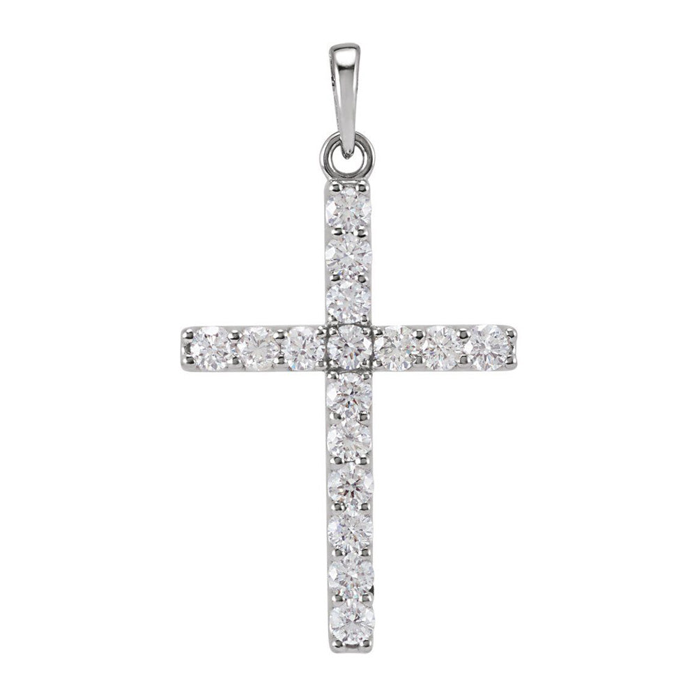 14K Yellow or White Gold 3/4 CTW Diamond Cross Pendant, 18 x 32mm, Item P30631 by The Black Bow Jewelry Co.