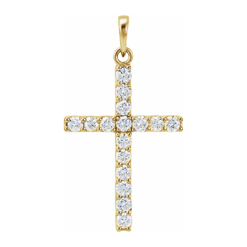 Alternate view of the 14K Yellow or White Gold 3/4 CTW Diamond Cross Pendant, 18 x 32mm by The Black Bow Jewelry Co.
