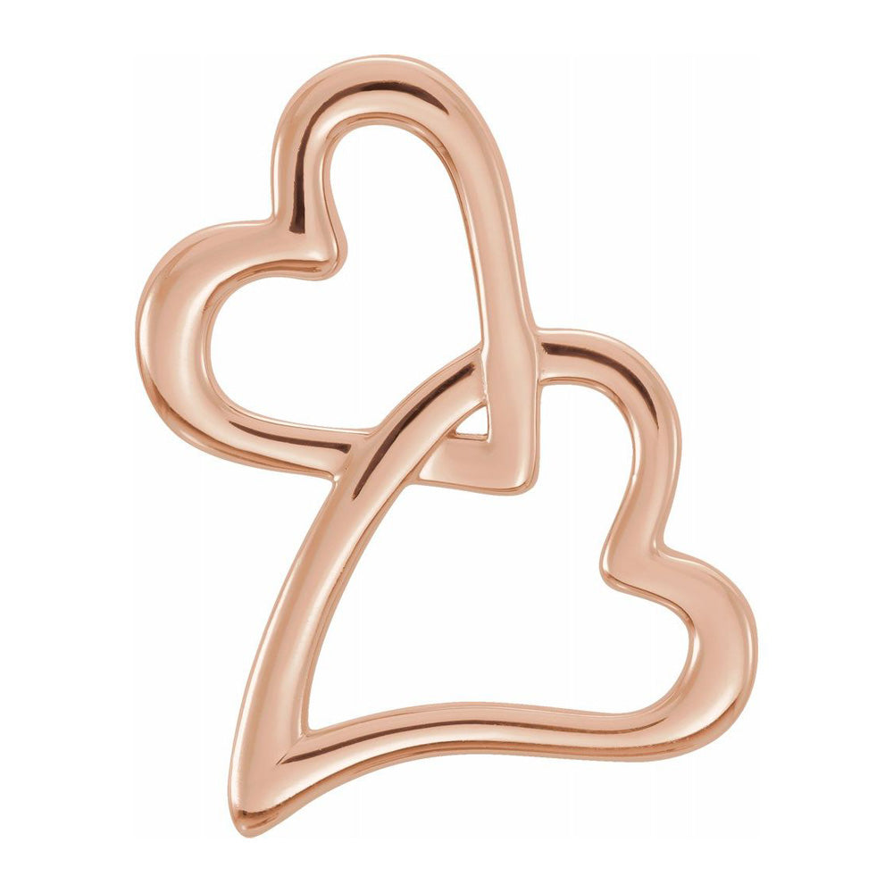 14K Yellow, White or Rose Gold Double Heart Slide Pendant, 13 x 18mm, Item P30634 by The Black Bow Jewelry Co.