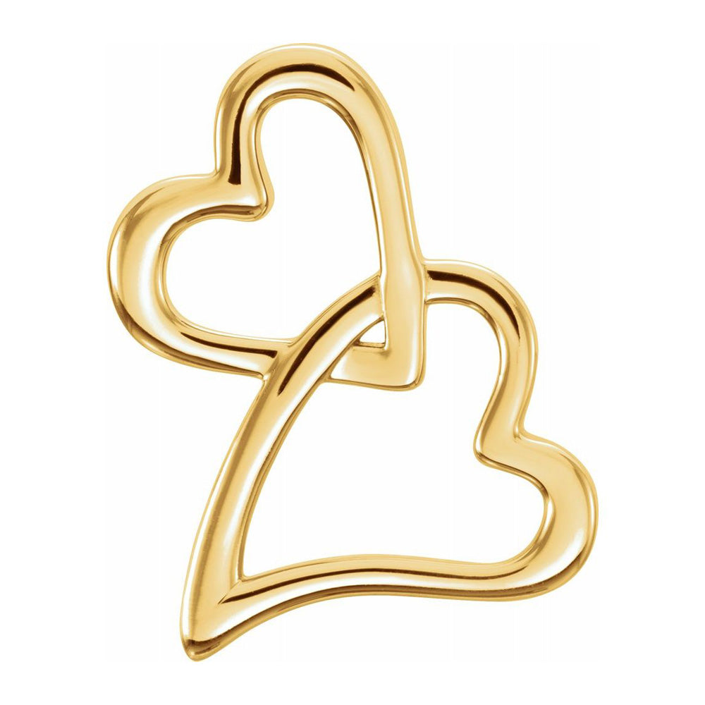 Alternate view of the 14K Yellow, White or Rose Gold Double Heart Slide Pendant, 13 x 18mm by The Black Bow Jewelry Co.